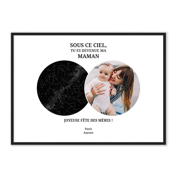 Carte céleste & photo - Affiche Maman
