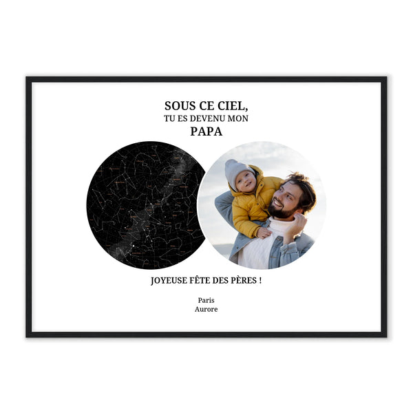 Carte céleste & photo - Affiche Papa